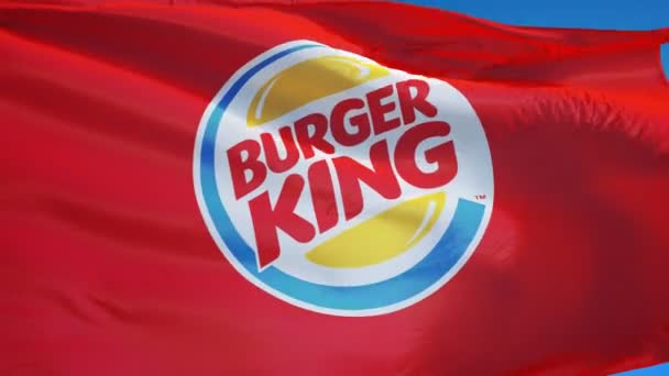 Bandeira da empresa Burger King em câmera lenta, animação editorial — Vídeo de Stock