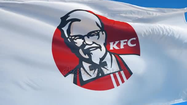 KFC företaget flagga i slow motion, redaktionella animation — Stockvideo