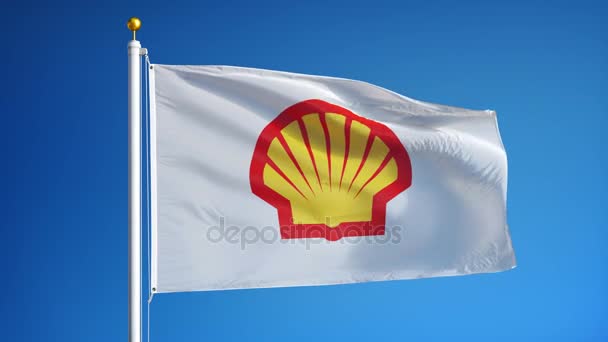 Bandeira da empresa Shell em câmera lenta, animação editorial — Vídeo de Stock