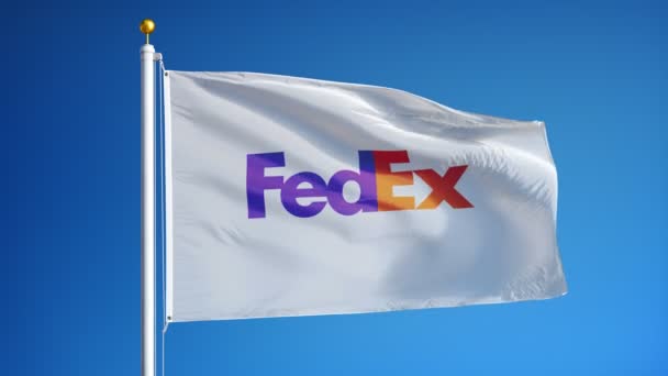 Bandera de la empresa FedEx en cámara lenta, animación editorial — Vídeos de Stock