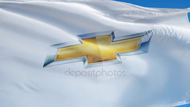 Flaga firmy Chevrolet w zwolnionym tempie, redakcji animacji — Wideo stockowe