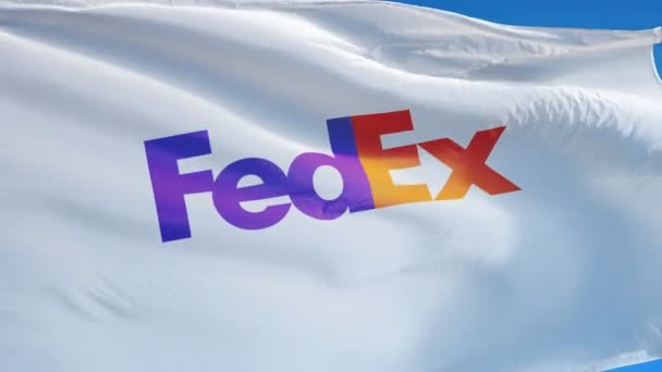 FedEx company flag in slow motion, editorial animation — Stock Video