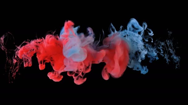 Barva Výstřelu Pomalém Pohybu Klesá Vodě Inkoust Vířící Pod Vodou — Stock video