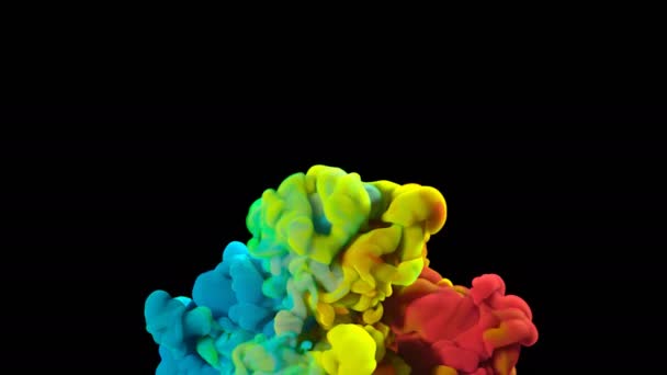 Πολύχρωμο Ουράνιο Τόξο Σταγόνες Χρώμα Από Πάνω Ανάμειξη Στο Νερό — Αρχείο Βίντεο