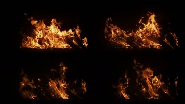 Inferno Fire Wall Slow Motion Seamless Loop Isolated Hell Fire — Stock Video