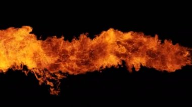 Kesintisiz döngü izole ile yavaş çekimde Cehennem ateş duvarı, cehennem ateşi yanıyor, yüksek hızlı kamera ile çekim, yoğun yakıt yanan, dijital kompozisyon için mükemmel. 