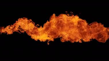 Kesintisiz döngü izole ile yavaş çekimde Cehennem ateş duvarı, cehennem ateşi yanıyor, yüksek hızlı kamera ile çekim, yoğun yakıt yanan, dijital kompozisyon için mükemmel. 