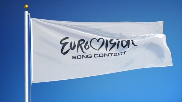 Eurovision Song Contest flag i slowmotion, redaktionel animation – Stock-video