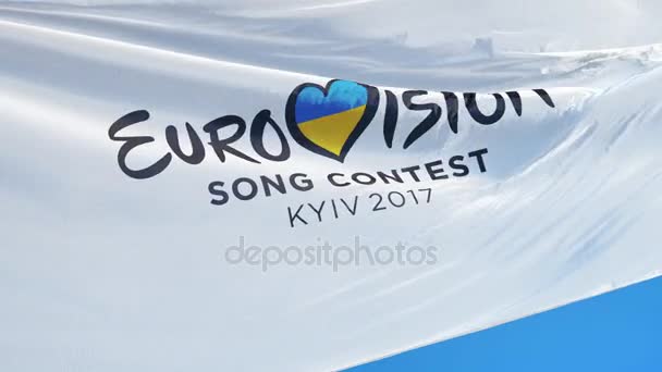 Eurovíziós dal verseny 2017-Kijev zászló a lassú mozgás, szerkesztői animáció — Stock videók