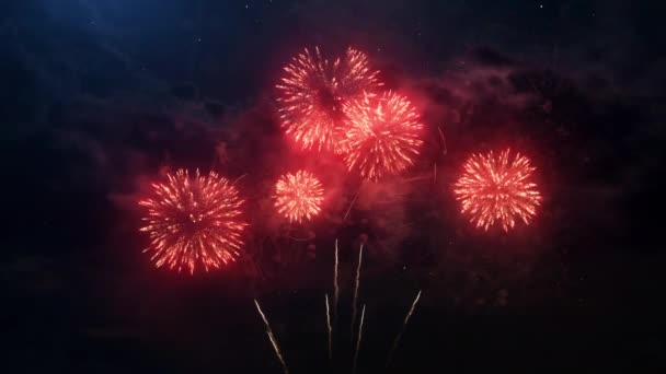 Feliz Año Nuevo 2020 Texto Saludo Con Partículas Chispas Cielo — Vídeo de stock