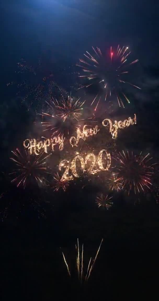 2020 Feliz Año Nuevo Texto Saludo Vertical Con Partículas Chispas — Vídeo de stock