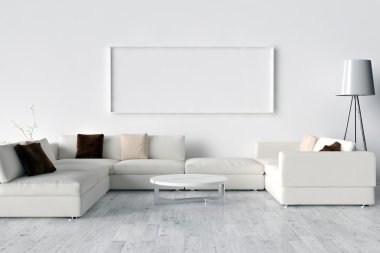 Boş resim çerçevesi duvarda. Yer bu emp yaratma