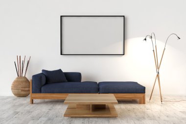 Boş resim çerçevesi duvarda. Yer bu boşluk yaratma