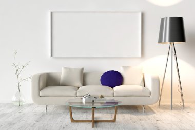 Boş resim çerçevesi duvarda. Yer bu boşluk yaratma