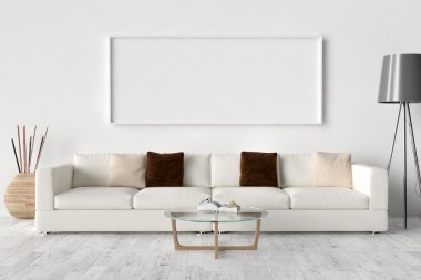 Boş resim çerçevesi duvarda. Yer bu boşluk yaratma