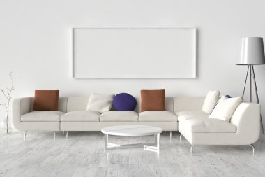 Boş resim çerçevesi duvarda. Yer bu boşluk yaratma