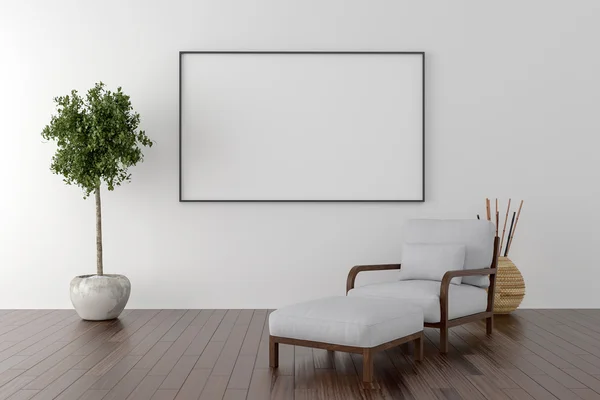 Solo chair and blank picture frame background