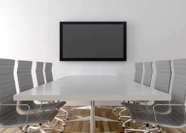 Boş Lcd Tv arka planda konferans salonu