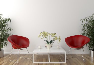 Bekleme odası ile arka planda boş duvar