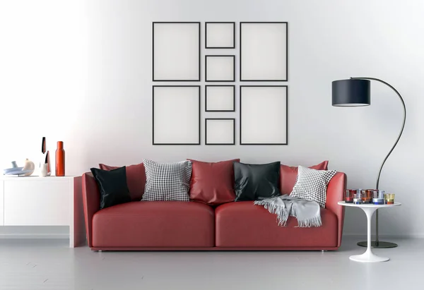 Picture frame interiör ställa mockup — Stockfoto