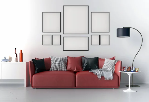 Picture frame interiör ställa mockup — Stockfoto