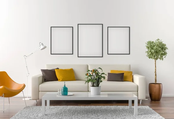 Picture frame interiör ställa mockup — Stockfoto