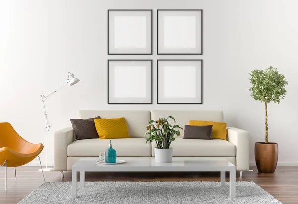 Picture frame interiör ställa mockup — Stockfoto