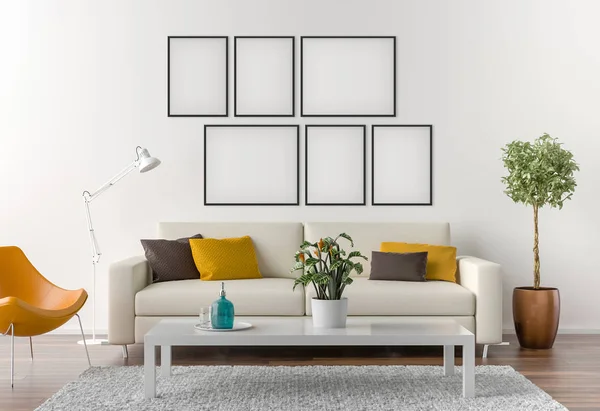 Picture frame interiör ställa mockup — Stockfoto