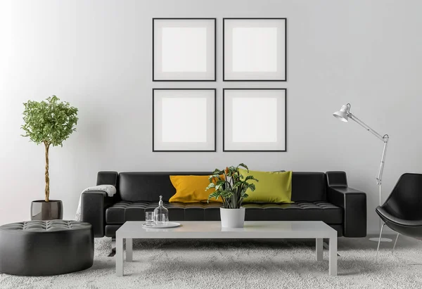 Picture frame interiör ställa mockup — Stockfoto