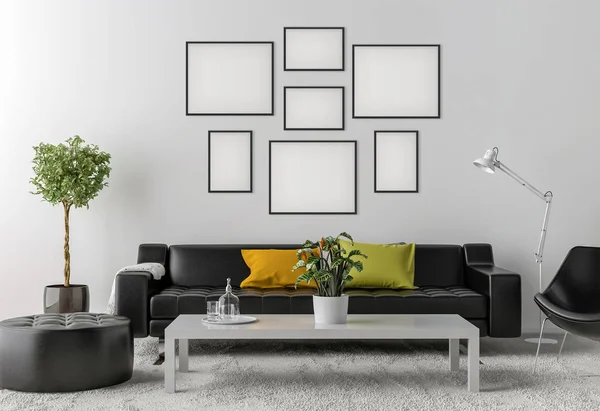 Picture frame interiör ställa mockup — Stockfoto