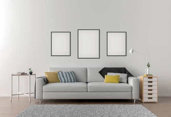 Picture frame interiör ställa mockup — Stockfoto