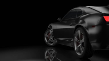 Dark car silhouette 3D illustration