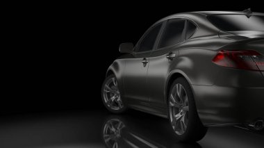 Dark car silhouette 3D illustration