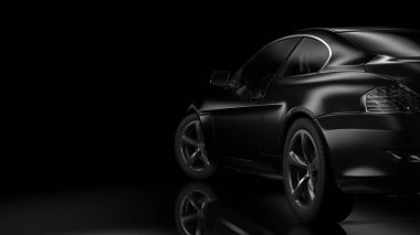 Dark car silhouette 3D illustration