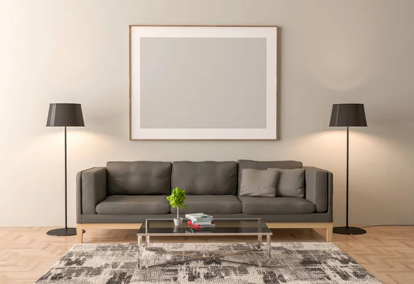 Blank picture frame interior mock up — Stock Photo, Image