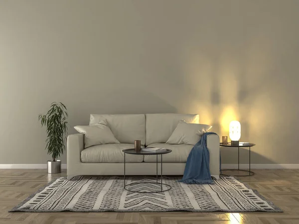 Living room interiör - tom vägg bakgrund — Stockfoto