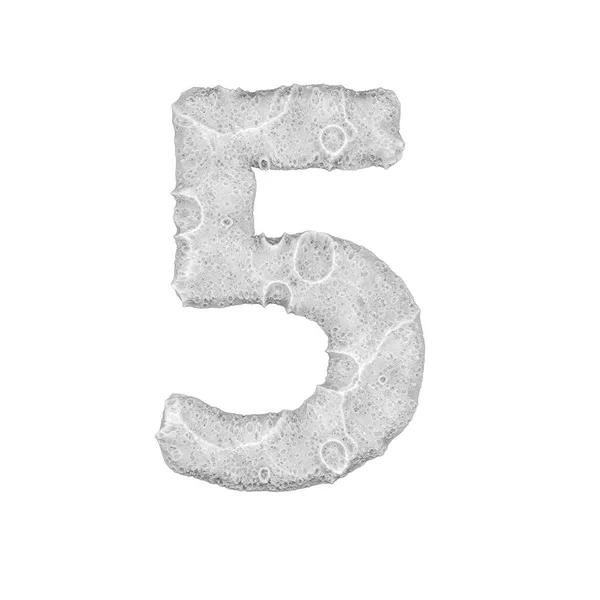 ムーンスタイルの数字"5" -白を背景に- 3Dレンダリング — ストック写真