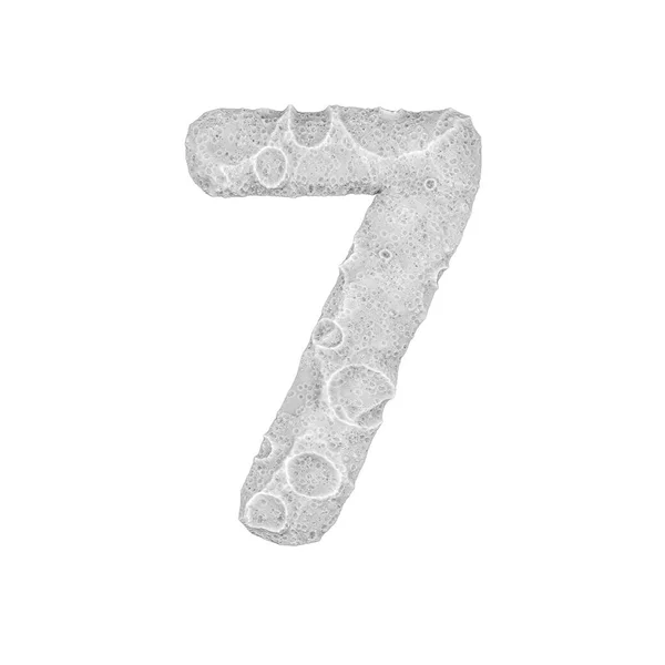 Moon stylized number "7" - on white background - 3D render — Stock Photo, Image