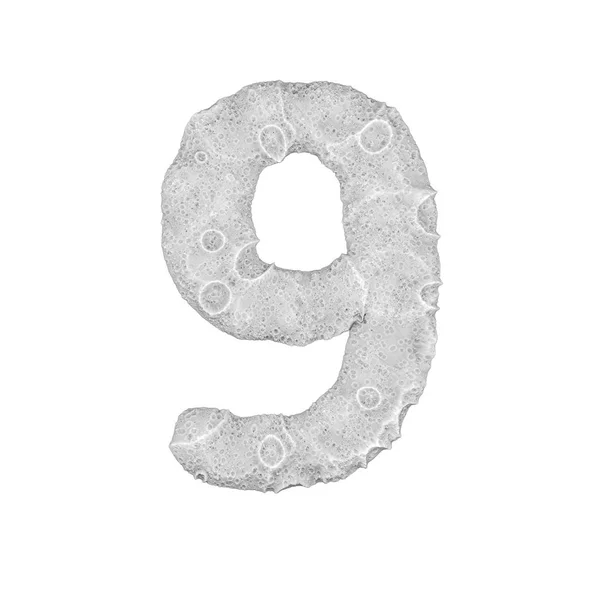 Luna stilizzata numero "9" - su sfondo bianco - rendering 3D — Foto Stock