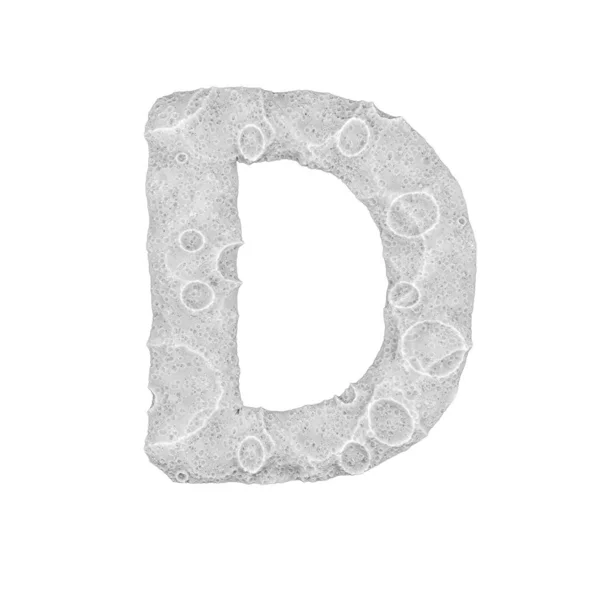 Moon stylized Letter D - on white background - 3d render — 스톡 사진