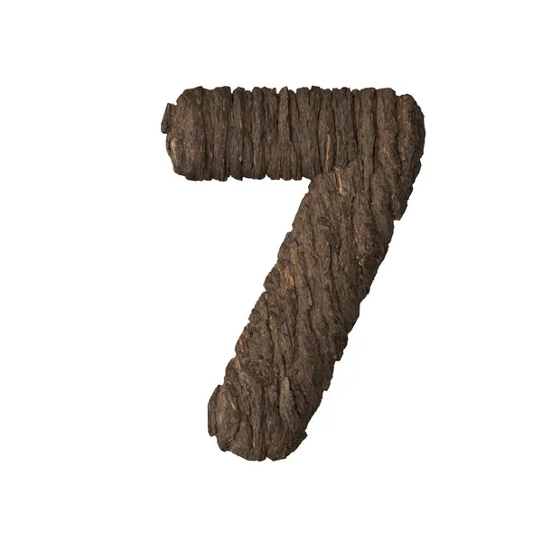 Bark letter 7 - 3D illustration — Stock Photo, Image