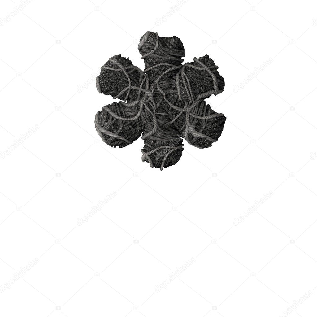 Symbol * stylized in the form of a rope pile - 3D render