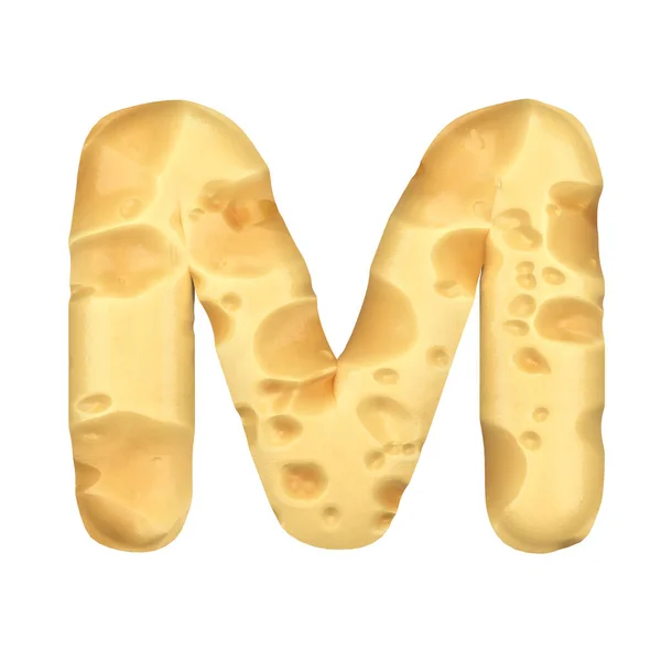 Rendering Piece Cheese Shape Letter — Stock Photo, Image