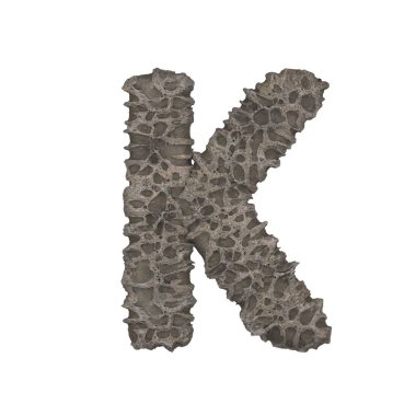 Beyaz arkaplanda gözenekli taş harf - 3D render