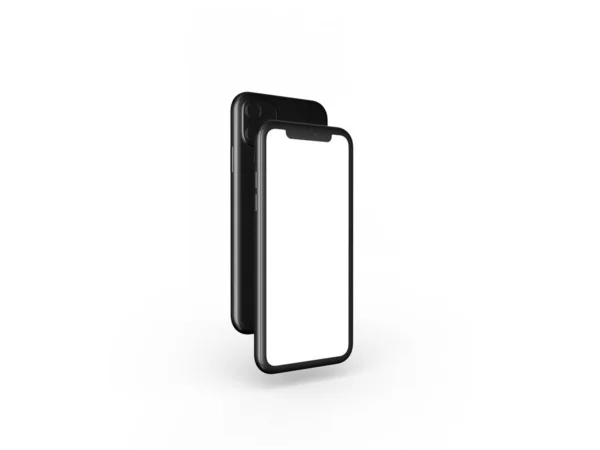 Smartfony Perspektywie Makieta Przodu Białym Ekranem Tyłu Aparatem Komórka Jest — Zdjęcie stockowe