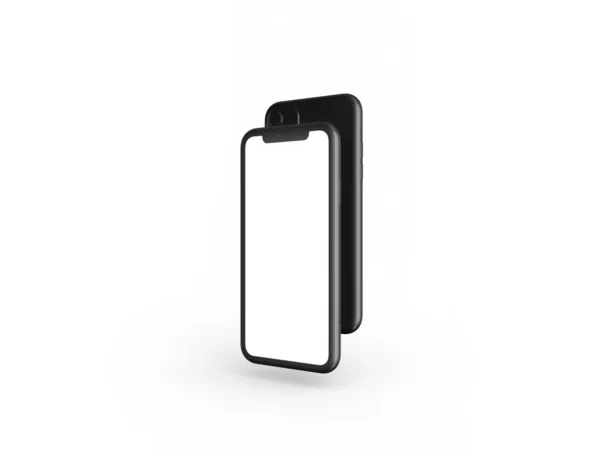 Smartfony Perspektywie Makieta Przodu Białym Ekranem Tyłu Aparatem Komórka Jest — Zdjęcie stockowe