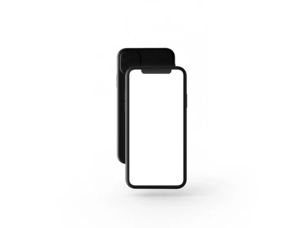 Smartphones Perspektiv Mockup Framsida Med Vit Skärm Och Baksida Med — Stockfoto