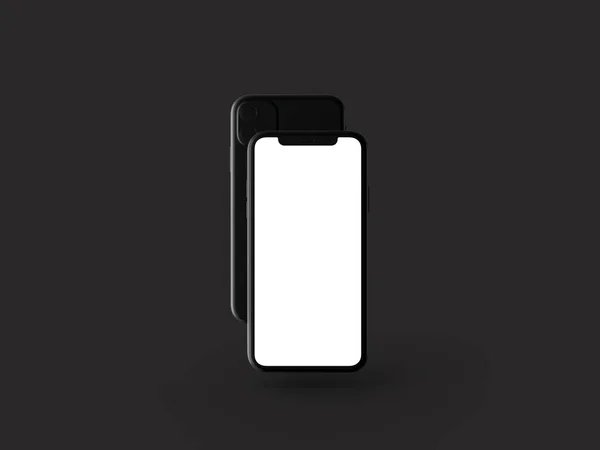 Smartphones Perspectiva Mockup Parte Frontal Con Pantalla Blanca Parte Posterior —  Fotos de Stock