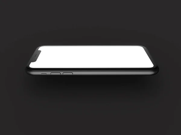 智能手机在透视 模拟前面与白色屏幕隔离的黑色背景 3D说明 — 图库照片
