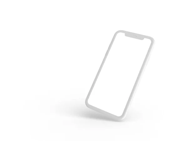 Smartphone Perspective Mockup Front Side White Screen Isolated White Background — Stock Photo, Image